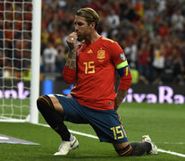 Sergio Ramos festeja el primero de España. (Fuente: AFP) (Fuente: AFP) (Fuente: AFP)