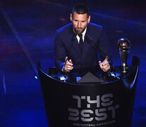 Lionel Messi, a la hora del discurso. (Fuente: AFP) (Fuente: AFP) (Fuente: AFP)