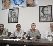 Lenci, Donello, Cerra y Conde en la sede de la UOM. (Fuente: Sebastián Joel Vargas) (Fuente: Sebastián Joel Vargas) (Fuente: Sebastián Joel Vargas)