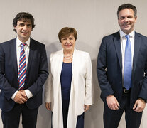 Georgieva, titular del FMI, junto a Lacunza y Sandleris, en la que puede llegar a ser su última visita al FMI.  (Fuente: NA) (Fuente: NA) (Fuente: NA)