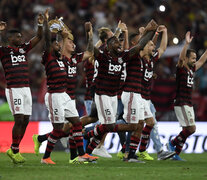 Las estrellas de Flamengo celebran la clasificación ante Gremio. (Fuente: AFP) (Fuente: AFP) (Fuente: AFP)