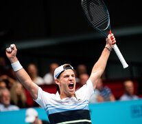 El Peque Schwartzman festeja su pase a la final del ATP 500 de Viena.