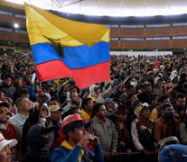 Asamblea de la CONAIE en la Casa de la Cultura de Quito. (Fuente: AFP) (Fuente: AFP) (Fuente: AFP)