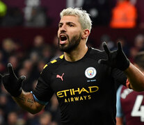 El festejo del Kun Agüero, el máximo goleador extranjero de la Premier League. (Fuente: AFP) (Fuente: AFP) (Fuente: AFP)