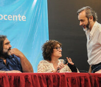 Eduardo López de UTE junto a Sonia Alesso de Ctera y Roberto Baradel de Suteba. (Fuente: Guadalupe Lombardo) (Fuente: Guadalupe Lombardo) (Fuente: Guadalupe Lombardo)