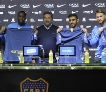 Angelici y Burdisso presentaron a Hurtado, Salvio y Mac Allister.