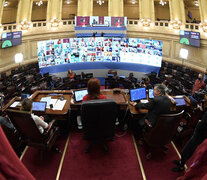 El Senado realizó un segundo ensayo satisfactorio de sesión remota. (Fuente: Télam) (Fuente: Télam) (Fuente: Télam)