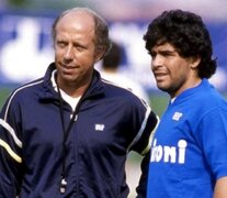 Ottavio Bianchi con Maradona, en los años felices en el Napoli