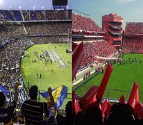 Los estadios de Boca e Independiente con todo su colorido.