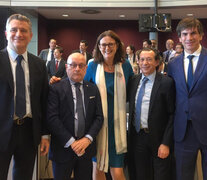 Etchevehere, Faurie, Sica y Reyser, con la europea Cecilia Malmström