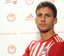 Soldano, con la camiseta de Olympiacos.