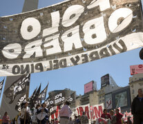 El Polo Obrero, una de las organizaciones sociales que protestan hoy en la 9 de Julio. (Fuente: Télam) (Fuente: Télam) (Fuente: Télam)