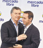 El presidente Mauricio Macri junto a Marcos Galperín, fundador y dueño del sitio Mercadolibre.com. (Fuente: DyN)