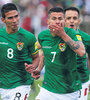 Juan Carlos Arce festeja el gol de Bolivia.