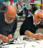 Yuyo Noé y Eduardo Stupía, trabajando codo a codo cada cuadro.