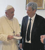 El Papa recibió en el Vaticano a Celso Amorim (izq.), Carlos Ominami y Alberto Fernández.