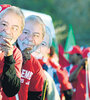 Máscaras de Lula en la marcha del MST anoche cerca de Brasilia. (Fuente: AFP)