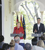 Conferencia de prensa de Merkel y Sánchez en el Palacio de los Guzmanes, Cádiz. (Fuente: AFP)