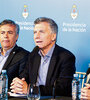 Macri brindó una conferencia de prensa junto al gobernador Alfredo Cornejo y el ministro del Interior, Rogelio Frigerio.