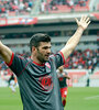 Gigliotti, goleador de Independiente, festeja frente a los santafesinos. (Fuente: NA)