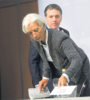 El Fondo ordena, el gobierno espía. Christine Lagarde, directora gerente del FMI. Atrás, Nicolás Dujovne.