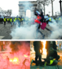 Chalecos amarillos en acción en el Arco del Triunfo y Toulouse (abajo izq.) y manifestante detenido en Bordeaux.