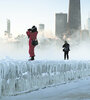 El río congelado, en Chicago, donde la temperatura fue más fría que en Marte. (Fuente: AFP)