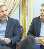 El ministro del Interior, Rogelio Frigerio, y el titular de la UCR y gobernador Alfredo Cornejo.