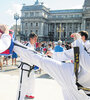 Practicantes de taekwondo frente al Congreso. (Fuente: Alejandro Leiva)