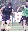 Pratto en el entrenamiento previo al viaje en micro a Rosario.