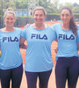 Lucero, Bosio, la capitana Paz, Pella y Ortenzi, en las canchas del Baltc. (Fuente: Luciano Giliberti)