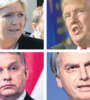 Arriba: la líder del Frente Nacional Marine Le Pen y el mandatario Donald Trump; abajo: el premier húngaro Viktor Orban y el presidente brasileño Bolsonaro.