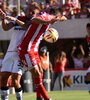 Nadalín, de buena tarde en el fondo rojinegro. (Fuente: Prensa Newell&#39;s)