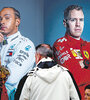 El inglés Lewis Hamilton, el gran favorito a la corona; el alemán Sebastian Vettel.