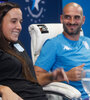 Florencia Romero y Lisandro López, durante la charla con los hinchas a través de las RRSS. (Fuente: Sandra Cartasso)