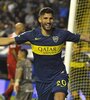 Lisandro López festeja su gol abriendo los brazos, cuando iban nueve minutos del segundo tiempo. (Fuente: Julio Martín Mancini)