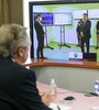 Alberto Fernández en videoconferencia con el gobernador Jorge Capitanich. (Fuente: NA)