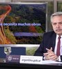 El presidente Alberto Fernández anunció la ejecución de una serie de obras públicas para las provincias de Buenos Aires, Entre Ríos, Corrientes, San Juan y Santa Cruz, que significarán una inversión de más de 22 mil millones de pesos. (Fuente: Télam)