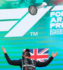 Lewis Hamilton, en su podio número 156. (Fuente: AFP)