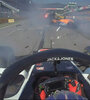 La imagen del accidente desde el auto de Romain Grosjean, uno de los pocos que se salvó de la advertencia. (Fuente: Prensa F1)