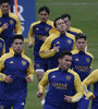 El plantel de Boca durante el entrenamiento del sábado. (Fuente: Foto Prensa Boca)