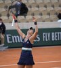 Nadia Podoroska, festeja su cuarta victoria en Roland Garros. (Fuente: Prensa Roland Garros)