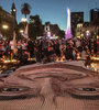 Los militantes pintaron un rostro de Néstor Kirchner en la Plaza de Mayo. (Fuente: Sandra Cartasso)