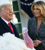 Donald Trump con su esposa Melania y el pavo perdonado por el Día de Gracias (Fuente: AFP)