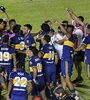 El festejo de Boca en San Juan, más un desahogo que una celebración. (Fuente: NA)