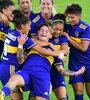 Todo Boca festeja la goleada ante River. (Fuente: Fotobaires)