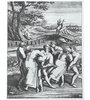 Grabado de Hendrik Hondius que retrata a tres mujeres afectadas por la epidemia de baile. 