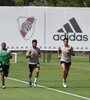 Suárez, De la Cruz, Casco, Pérez y Poncio en la práctica de este martes. (Fuente: Foto Prensa River)