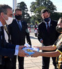 Javkin presidió el acto en el Monumento junto a Agustín Rossi y Roberto Sukerman (Fuente: Sebastián Granata)