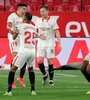 Acuña grita el gol de Sevilla ante el Altético. (Fuente: EFE)